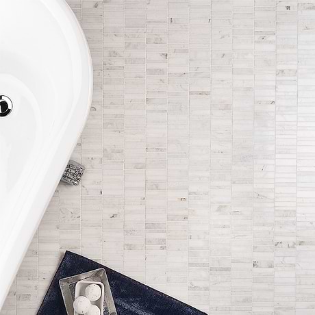 Alaska White Waterfall Polished Marble Bricks Mosaic Tile