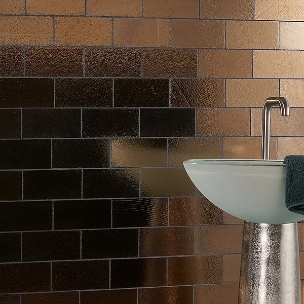 Magma Brick Bronze 3x6" Polished Lava Stone Tile
