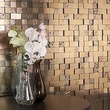 Magma 3D Squares Bronze 2x2 Polished Lava Stone Mosaic Tile