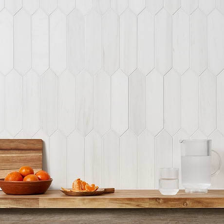 Bianco Dolomite White 3x12 Picket Premium Honed Marble Tile