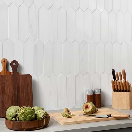 Bianco Dolomite White 3x12 Picket Premium Polished Marble Tile