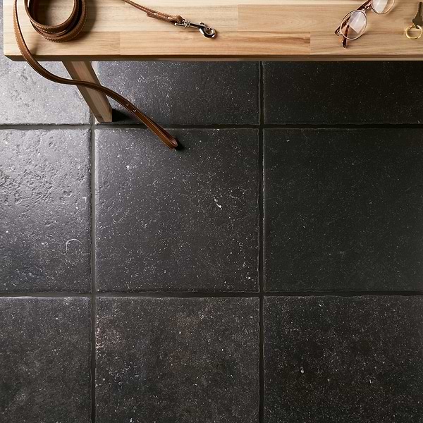 Catalina Charcoal Gray 18x18 Chiseled Edge Belgian Bluestone Limestone Tile