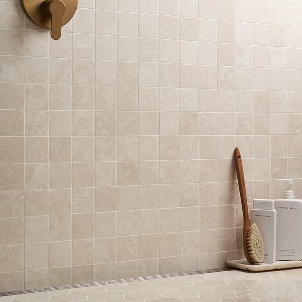 Botticino Extra Light Beige 3x3 Honed Marble Mosaic Tile