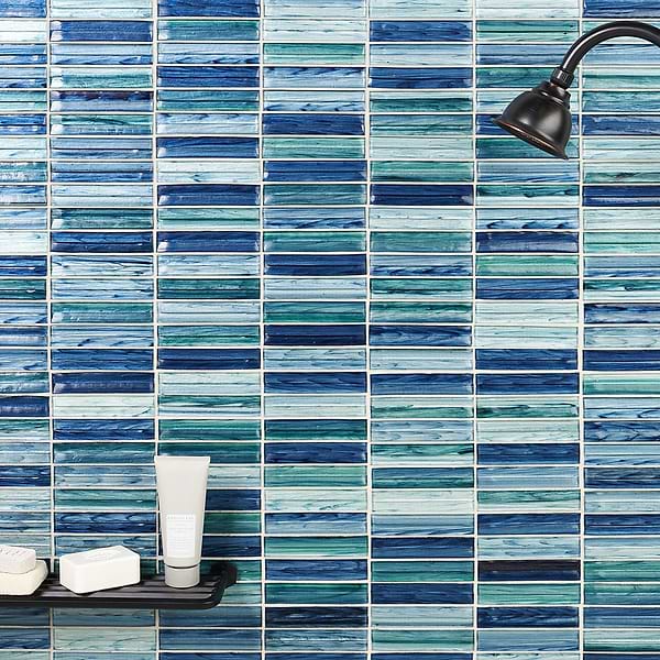 Maya Stacked Aqua Mosaic Tile 