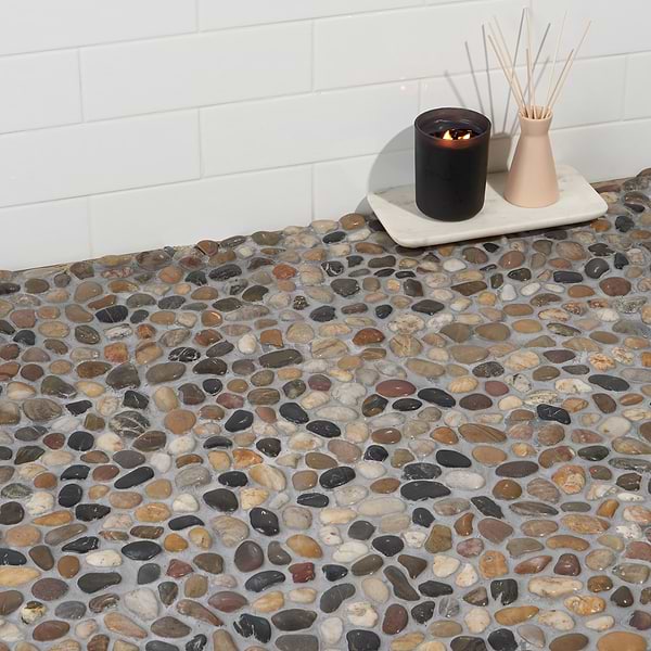 Cobblestone Motley Brown Full Pebble Polished Mosaic Tile