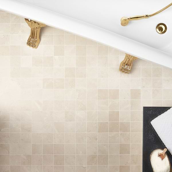 Crema Marfil Beige 3x3 Honed Marble Mosaic Tile