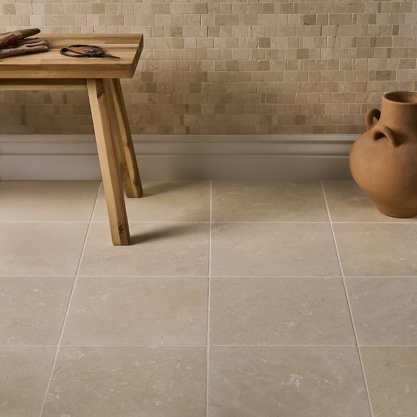 Avanti Crema Marfil Beige 12x12 Tumbled Marble Tile