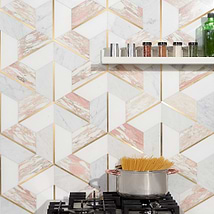Decade Rosa Polished Marble and Brass Mosaic Tile