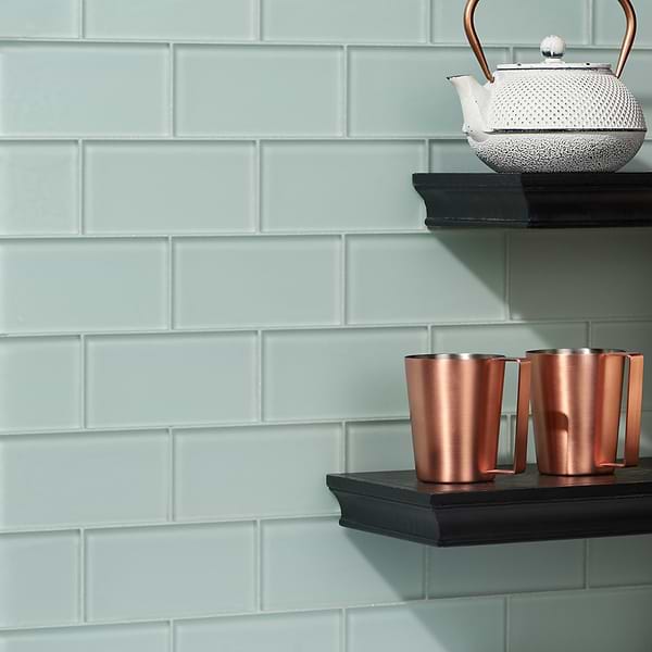 Loft Seafoam 3x6 Frosted Glass Subway Wall Tile 
