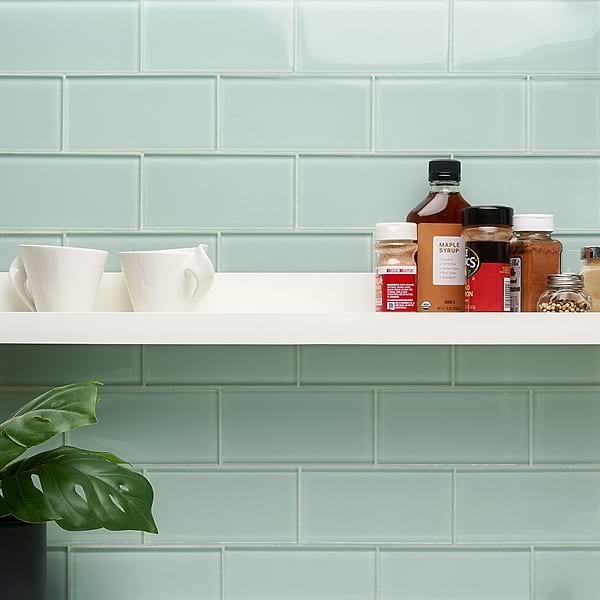 Loft Seafoam Green 3x6 Polished Glass Subway Tile