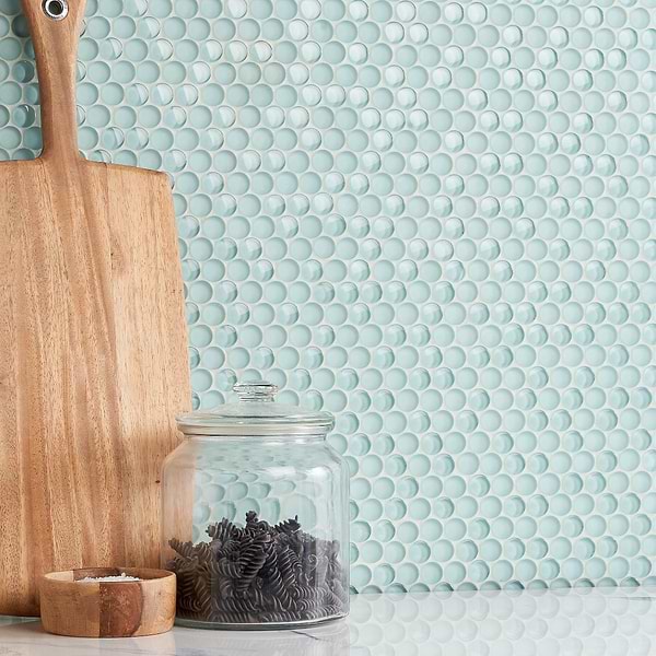 Loft Adriatic Mist 3/4" Penny Round Glass Tile