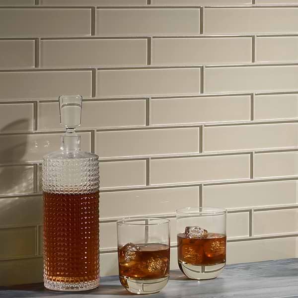 Loft Sand Beach 2x8 Polished Glass Subway Tile for Wall