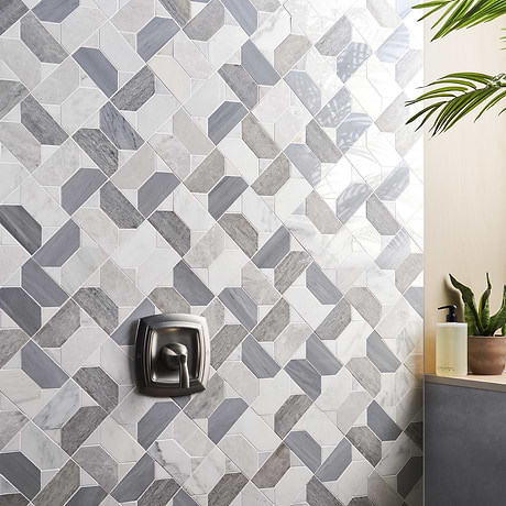 Isobel Glacier Gray Polished Marble Luxury Mosaic Tile