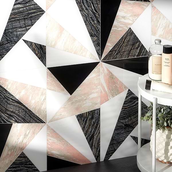 Jagger Rose 12x24 Polished Marble Tile- Pink and Black and White