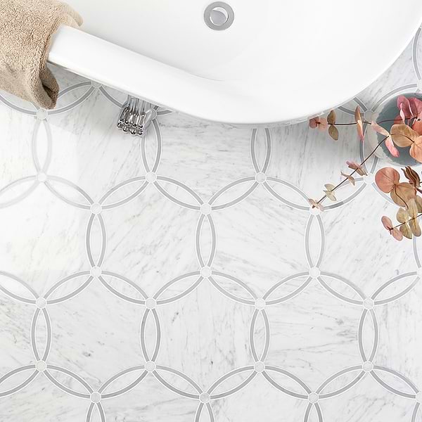 Celine Carrara White Polished Marble Mosaic Tile