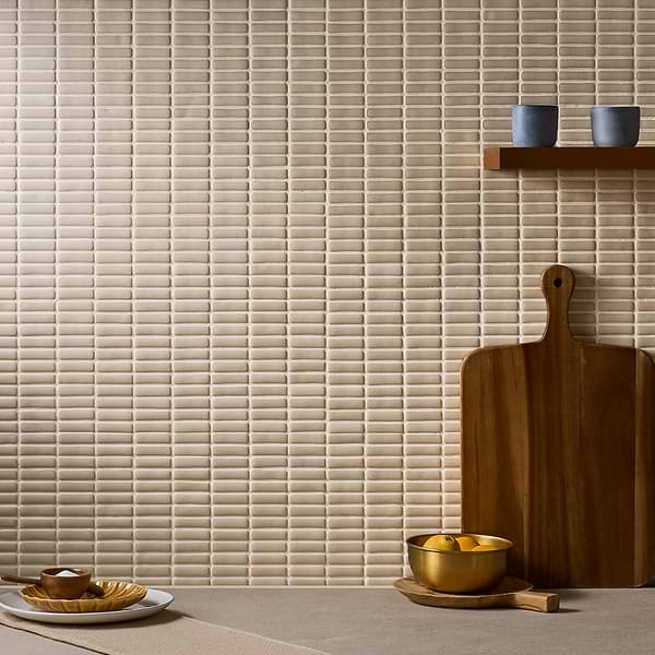 Venini Beige 1/2" x 2" Mini Brick Frosted Glass Mosaic Tile