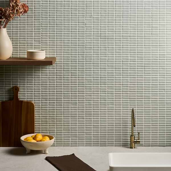 Venini Sage Green 1/2" x 2" Mini Brick Frosted Glass Mosaic Tile