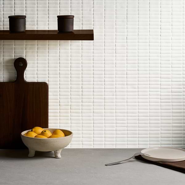 Venini White 1/2" x 2" Mini Brick Frosted Glass Mosaic Tile