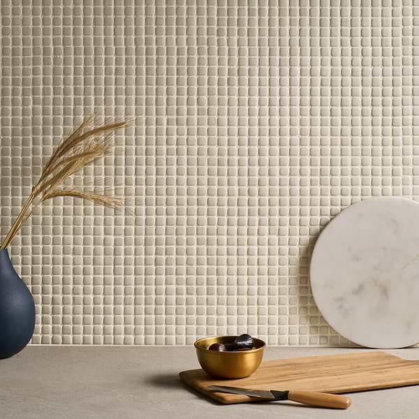Venini Beige 1/2" Mini Square Frosted Glass Mosaic Tile