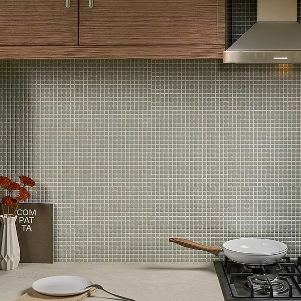 Venini Sage Green 1/2" Mini Square Frosted Glass Mosaic Tile