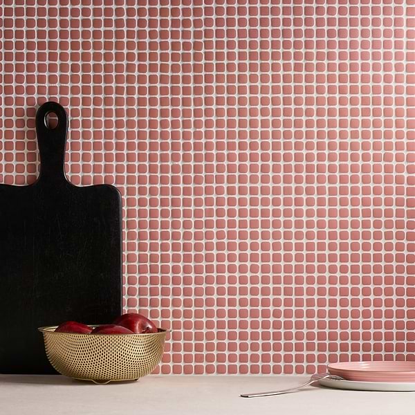 Venini Pink 1/2" Mini Square Frosted Glass Mosaic Tile