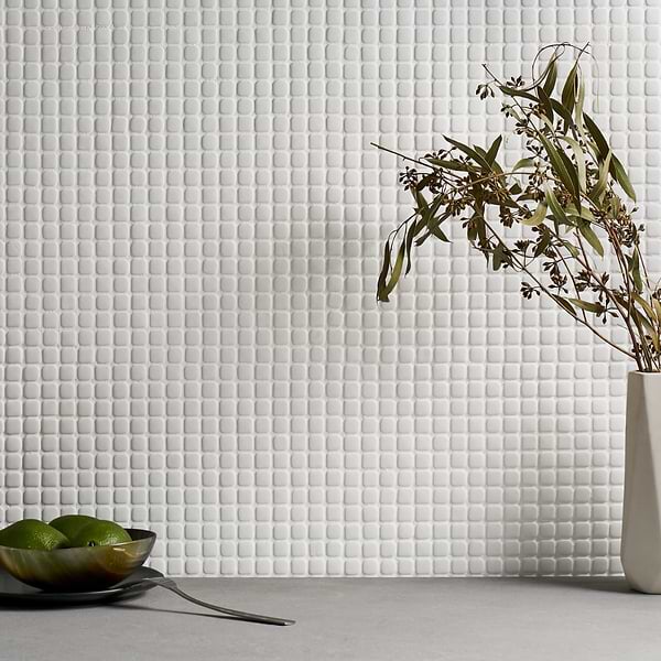 Venini White 1/2" Mini Square Frosted Glass Mosaic Tile