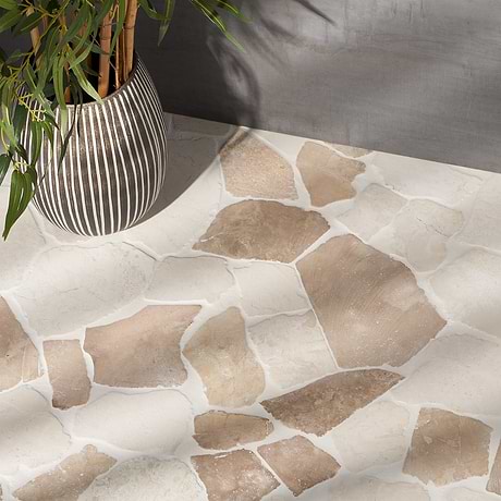 Nature Flagstone Jumbo Komodo Beige Honed Marble Mosaic Tile