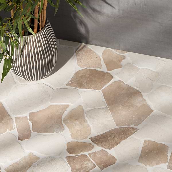 Nature Flagstone Jumbo Komodo Beige Honed Marble Mosaic Tile