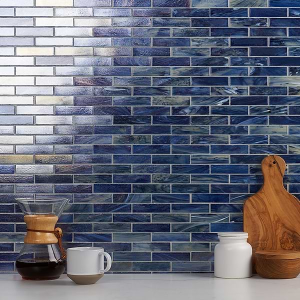 Artwater Iridescent Sky Blue 1x4 Polished Glass Mosaic Tile