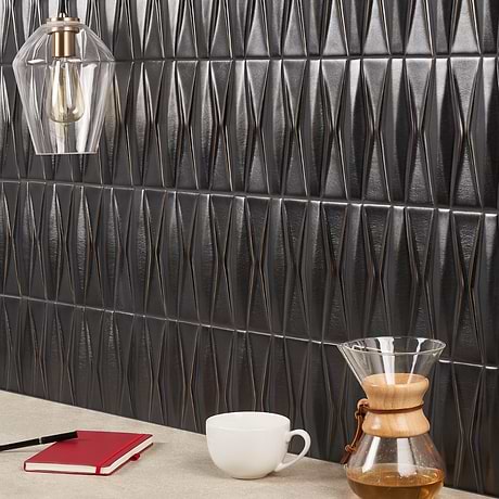 Nabi Harlequin Metallic Gunmetal Gray 2x8 Matte Glass Mosaic Tile