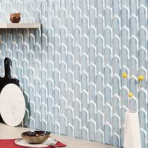 Nabi Quill Basil Blue 2x5 3D Crackled Glossy Glass Mosaic Tile