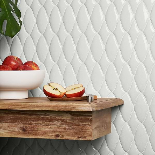 Nabi Valor Glacier White 2x4 Crackled Glossy Glass Mosaic Tile