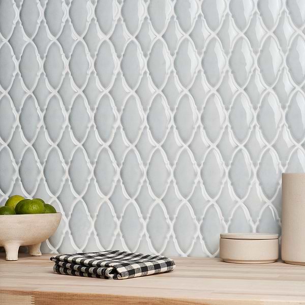 Nabi Valor Arctic Blue 2x4 Crackled Glossy Glass Mosaic Tile
