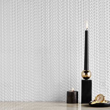 Sound Echo 3D White Resin Mosaic Tile
