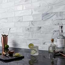 Alisa Night Black & White 3x12 Polished Subway Glass Tile