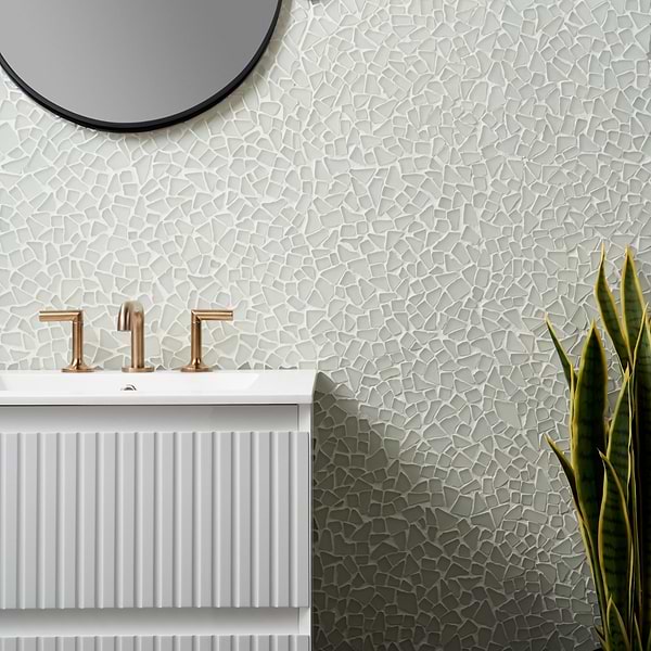Fiji Arctic White Frosted Matte Glass Mosaic Tile