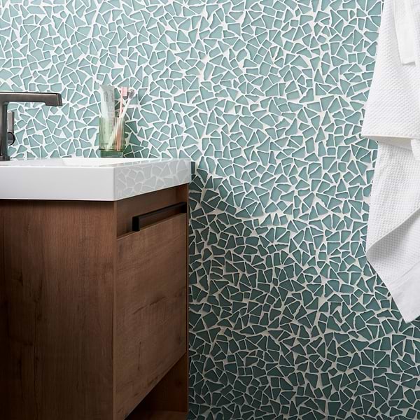 Fiji Atlantic Blue Frosted Matte Glass Mosaic Tile