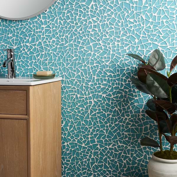 Fiji Pacific Blue Frosted Matte Glass Mosaic Tile