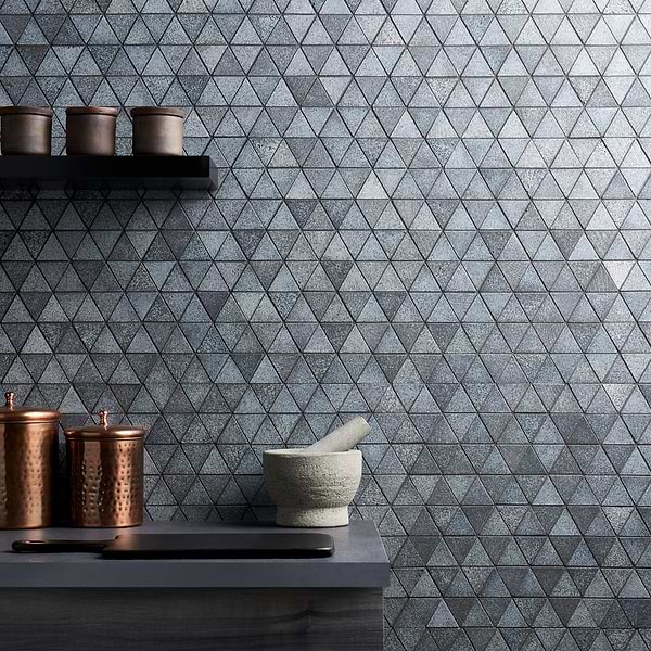 Bushwick Blue 2" Triangle Glossy Lava Stone Mosaic Tile
