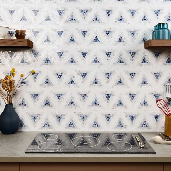 Ako Azul Blue 5" Triangle Marble Micro Mosaic Tile