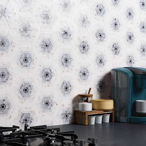 Ako Grigio Gray 6" Hexagon Marble Micro Mosaic Tile