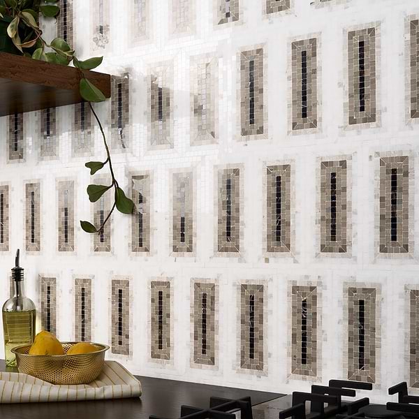 Ako Saint Laurent Brown 4x9 Rectangle Marble Micro Mosaic Tile