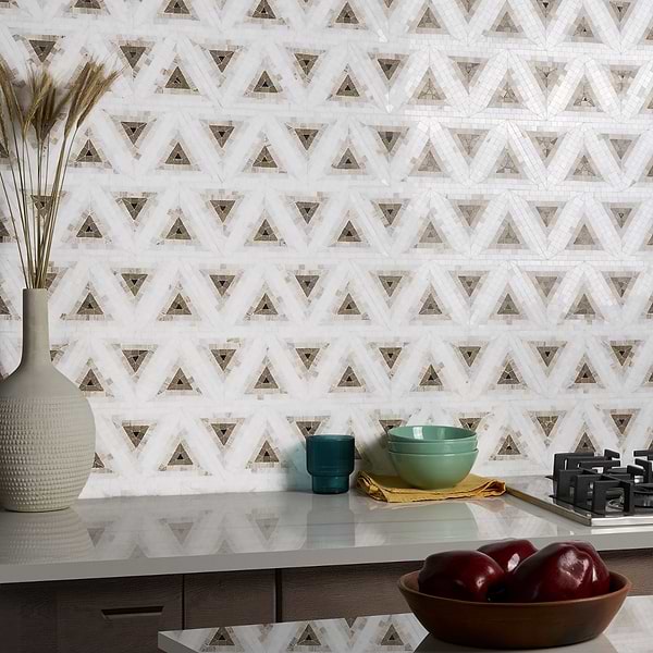 Ako Saint Laurent Brown 5" Triangle Marble Micro Mosaic Tile