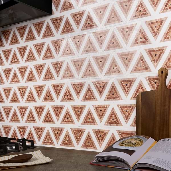 Ako Terracotta Rosa 5" Triangle Marble Micro Mosaic Tile