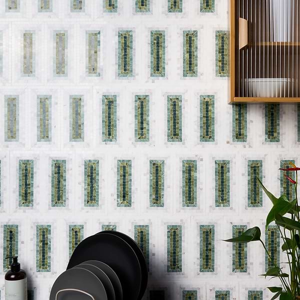 Ako Verde Green 4x9 Rectangle Marble Micro Mosaic Tile
