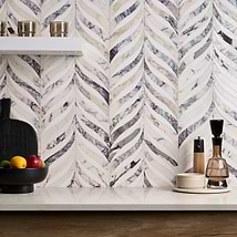 Begonia Peach Lilac Cream Polished Marble Mosaic Tile