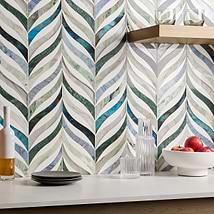 Begonia Verde Azul Green Polished Marble & Glass Mosaic Tile