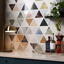 Valerie Multicolor 6" Triangle Polished Marble Mosaic Tile
