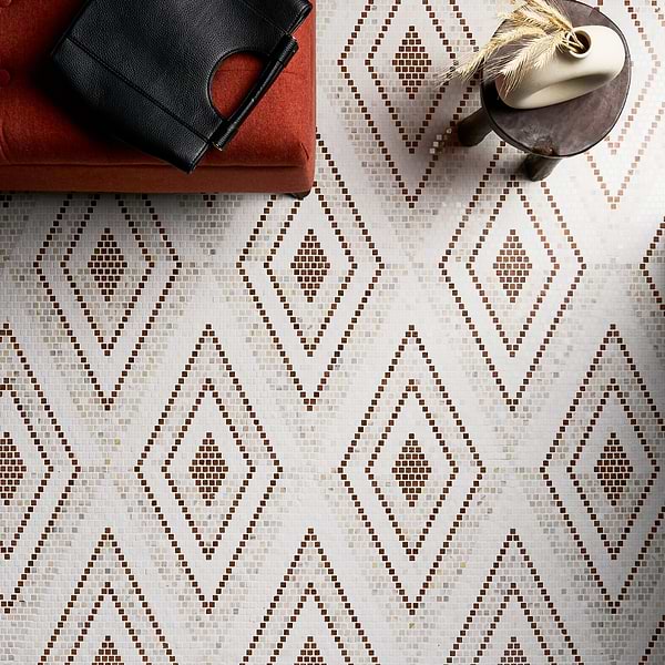 Uma Terra Golden Beige and White Polished Marble Micro Mosaic Tile