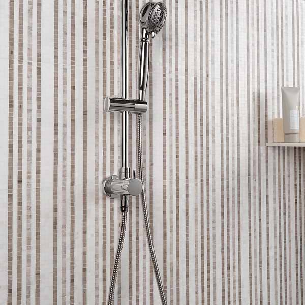 Microsaic Lines Storm Beige Polished Marble Mosaic Tile